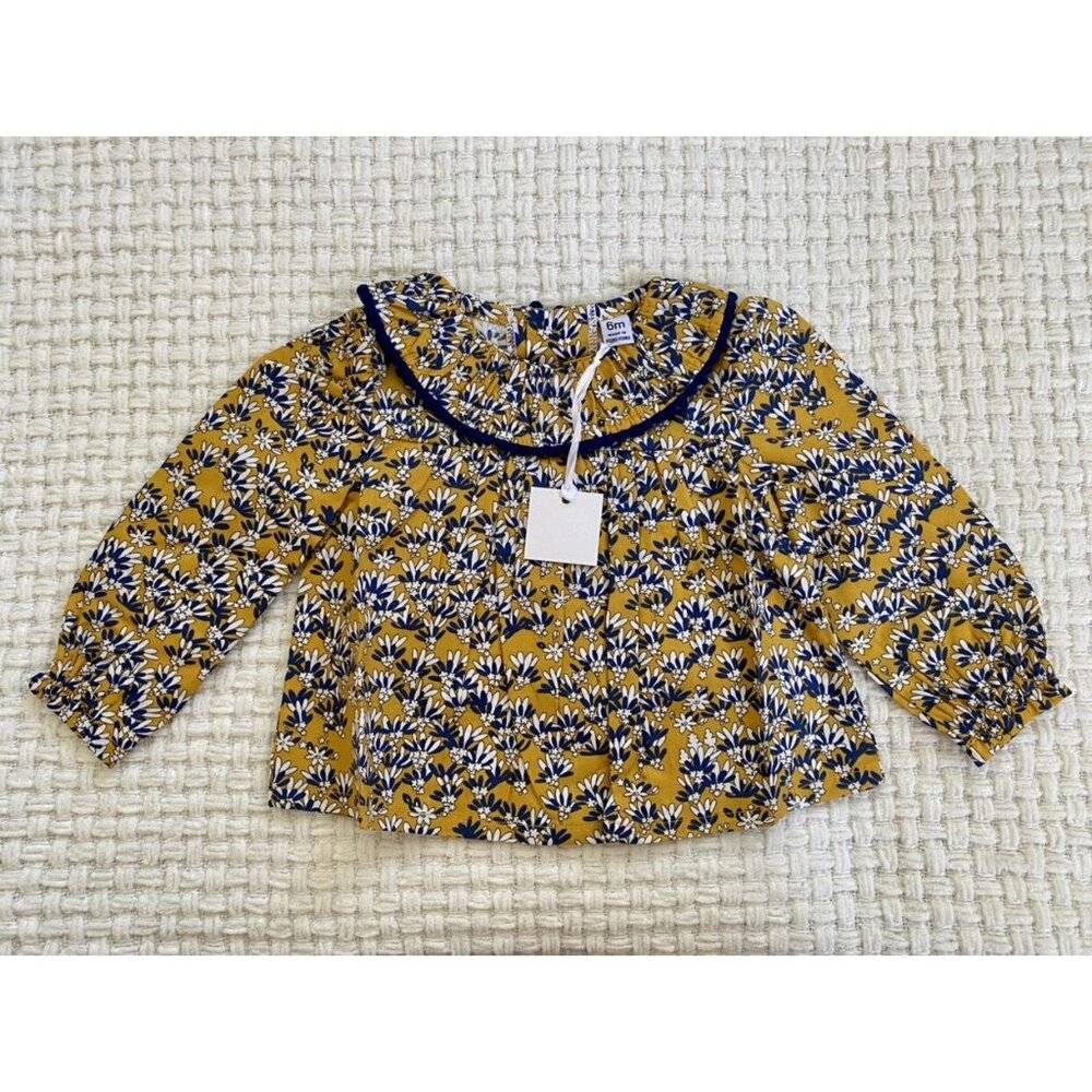 NWT Busy Bees Ruffle Collar Floral Top